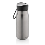 Mini-bouteille avec bouchon anti-fuite et dragonne de transport 150ml couleur argenté