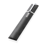 Stylo élégant en aluminium recyclé avec encre bleue Dokumental® couleur argenté vue avec boîte