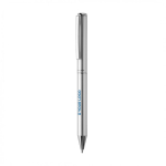 Stylo élégant en aluminium recyclé avec encre bleue Dokumental® couleur argenté avec zone d'impression
