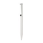 Stylo à rotation en aluminium recyclé avec encre bleue Dokumental® couleur blanc