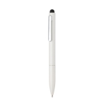 Stylo en aluminium recyclé avec stylet et mine bleue couleur blanc