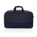 Sac de voyage en RPET avec grand compartiment et sangle pour trolley couleur bleu marine deuxième vue