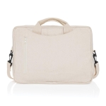 Sacoche pour ordinateur 15,4” en coton recyclé avec poche frontale couleur blanc cassé deuxième vue