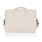 Sacoche pour ordinateur 15,4” en coton recyclé avec poche frontale couleur blanc cassé troisième vue