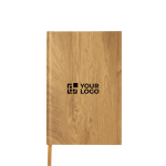 Carnet à couverture rigide motif bois A5 pages lignées couleur marron avec zone d'impression