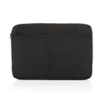 Pochette pour ordinateur 15,6” en coton recyclé avec poches frontales couleur noir troisième vue
