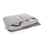 Pochette pour ordinateur 15,6” en coton recyclé avec poches frontales couleur gris deuxième vue