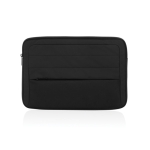 Pochette pour ordinateur 15,6” en RPET avec coutures et poche frontale couleur noir deuxième vue