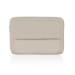 Pochette pour ordinateur 15,6” en RPET avec coutures et poche frontale couleur beige deuxième vue