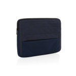 Pochette pour ordinateur 15,6” en RPET avec coutures et poche frontale couleur bleu marine