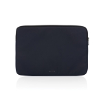 Pochette pour ordinateur 15,6” en RPET avec coutures et poche frontale couleur bleu marine troisième vue