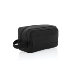 Trousse de toilette allongée en RPET avec 2 compartiments et poignée couleur noir