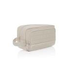 Trousse de toilette allongée en RPET avec 2 compartiments et poignée couleur beige