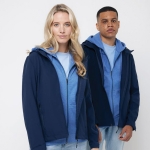 Veste softshell pour homme, casual fit, 300 g/m², Iqoniq couleur bleu marine avec zone d'impression
