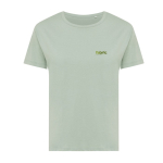 T-shirt pour femme coton recyclé, slim fit, 160 g/m², Iqoniq couleur vert olive vue avec logo