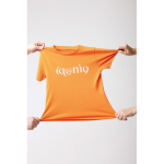 T-shirt enfant coton recyclé, casual fit, 160 g/m², Iqoniq couleur orange deuxième vue avec logo