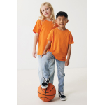T-shirt enfant coton recyclé, casual fit, 160 g/m², Iqoniq couleur orange vue avec modèle