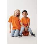 T-shirt enfant coton recyclé, casual fit, 160 g/m², Iqoniq couleur orange deuxième vue avec modèle
