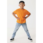T-shirt enfant coton recyclé, casual fit, 160 g/m², Iqoniq couleur orange quatrième vue avec modèle