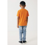 T-shirt enfant coton recyclé, casual fit, 160 g/m², Iqoniq couleur orange cinquième vue avec modèle