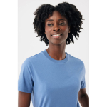 T-shirt unisexe en coton recyclé, slim fit, 160 g/m², Iqoniq couleur bleu délavé quatrième vue avec modèle