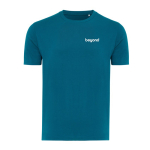 T-shirt unisexe en coton recyclé, slim fit, 160 g/m², Iqoniq couleur bleu gris vue avec logo