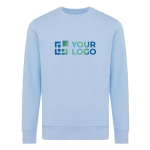 Sweat unisexe en coton recyclé, slim fit, 280 g/m², Iqoniq couleur cyan avec zone d'impression