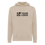 Sweat unisexe en coton recyclé, slim fit, 280 g/m², Iqoniq couleur camel avec zone d'impression