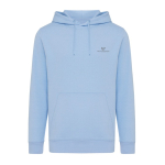 Sweat unisexe en coton recyclé, slim fit, 280 g/m², Iqoniq couleur cyan vue avec logo