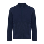 Veste en polyester recyclé anti-boulochage, 240 g/m², Iqoniq couleur bleu marine avec zone d'impression