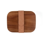 Boîte à lunch en inox recyclé avec couvercle en bois et fermoir couleur argenté troisième vue