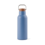 Bouteille thermos en inox recyclé à bouchon en bois et poignée 580ml couleur bleu