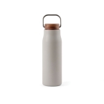 Bouteille thermos en inox recyclé à bouchon en bois et poignée 300ml couleur gris