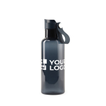 Bouteille en RPET pour boissons froides à anse de transport 600ml couleur bleu avec zone d'impression