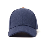 Casquette élégante en coton recyclé avec détails en cuir synthétique couleur bleu marine troisième vue