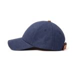 Casquette élégante en coton recyclé avec détails en cuir synthétique couleur bleu marine quatrième vue