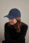 Casquette élégante en coton recyclé avec détails en cuir synthétique couleur bleu marine