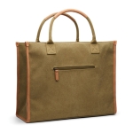 Grand sac de bureau en toile recyclée avec compartiment ordinateur couleur vert