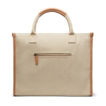 Grand sac de bureau en toile recyclée avec compartiment ordinateur couleur ivoire deuxième vue