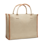 Grand sac de bureau en toile recyclée avec compartiment ordinateur couleur ivoire troisième vue