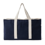 Sac de plage en coton recyclé avec porte-serviette 500 g/m² couleur bleu marine deuxième vue