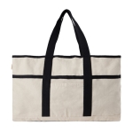 Sac de plage en coton recyclé avec porte-serviette 500 g/m² couleur blanc cassé
