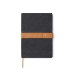 Carnet A5 en toile recyclée avec bande magnétique et pages lignées couleur noir
