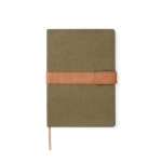 Carnet A5 en toile recyclée avec bande magnétique et pages lignées couleur vert