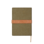 Carnet A5 en toile recyclée avec bande magnétique et pages lignées couleur vert deuxième vue