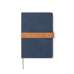 Carnet A5 en toile recyclée avec bande magnétique et pages lignées couleur bleu marine