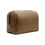 Trousse de voyage en cuir synthétique recyclé à fermeture éclair couleur marron