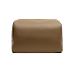 Trousse de voyage en cuir synthétique recyclé à fermeture éclair couleur marron troisième vue