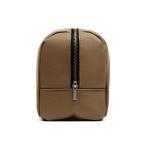 Trousse de voyage en cuir synthétique recyclé à fermeture éclair couleur marron quatrième vue