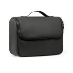 Trousse de toilette de voyage en cuir synthétique déperlante à poignée couleur noir